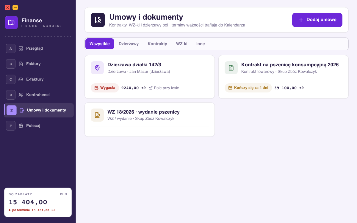 Biuro i Finanse — Umowy i dokumenty