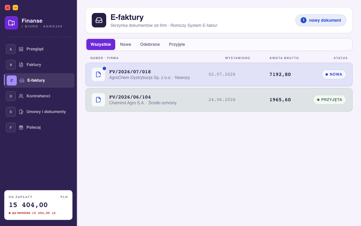 Biuro i Finanse — E-faktury