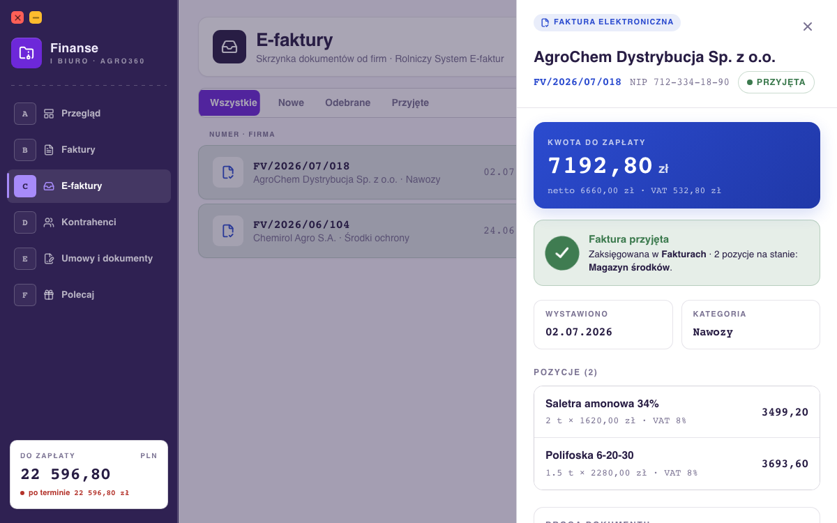 Biuro i Finanse — Rolniczy rejestr e-faktur rsef